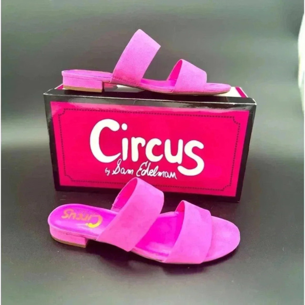 New in Box 🌺 Circle by Sam Edelman Delaney Slide Sandals Size 8 Barbie Pink 🎀